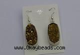 NGE5122 10*22mm - 12*25mm freeform plated druzy quartz earrings