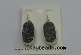 NGE5124 10*22mm - 12*25mm freeform plated druzy quartz earrings