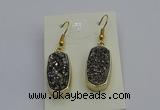 NGE5131 10*22mm - 12*25mm freeform plated druzy quartz earrings