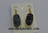 NGE5134 10*22mm - 12*25mm freeform plated druzy quartz earrings