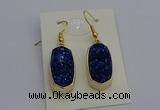 NGE5135 10*22mm - 12*25mm freeform plated druzy quartz earrings