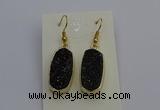 NGE5137 10*22mm - 12*25mm freeform plated druzy quartz earrings