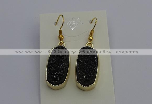 NGE5137 10*22mm - 12*25mm freeform plated druzy quartz earrings