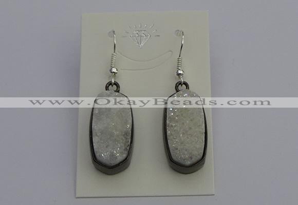 NGE5140 10*22mm - 12*25mm freeform plated druzy quartz earrings