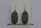 NGE5141 10*22mm - 12*25mm freeform plated druzy quartz earrings