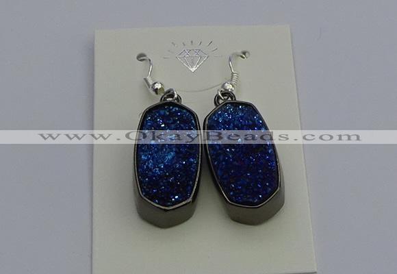 NGE5147 10*22mm - 12*25mm freeform plated druzy quartz earrings