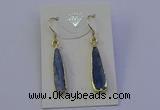 NGE5157 8*25mm flat teardrop blue kyanite earrings wholesale