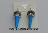 NGE5166 10*30mm faceted cone white howlite turquoise earrings