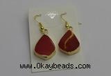 NGE5170 15*20mm flat teardrop mookaite gemstone earrings