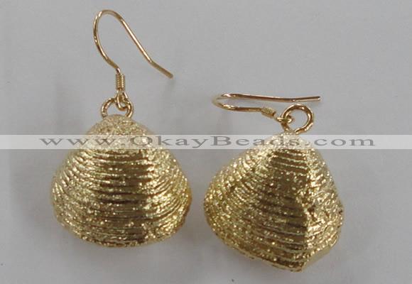 NGE54 18*20mm - 20*22mm freeform plated shell fossil earrings