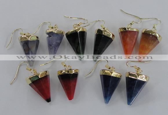 NGE66 14*20mm - 15*22mm cone agate gemstone earrings wholesale