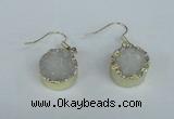 NGE68 15mm coin druzy agate gemstone earrings wholesale