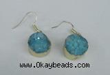 NGE69 15mm coin druzy agate gemstone earrings wholesale