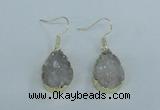 NGE73 13*18mm teardrop druzy agate gemstone earrings wholesale