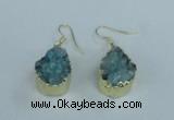 NGE74 13*18mm teardrop druzy agate gemstone earrings wholesale