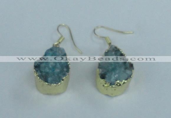 NGE74 13*18mm teardrop druzy agate gemstone earrings wholesale