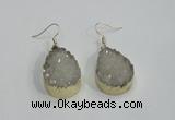 NGE76 20*30mm teardrop druzy agate gemstone earrings wholesale