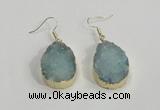 NGE77 20*30mm teardrop druzy agate gemstone earrings wholesale