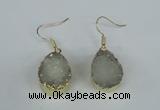 NGE85 15*20mm teardrop druzy agate gemstone earrings wholesale