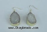 NGE90 18*25mm teardrop druzy agate gemstone earrings wholesale