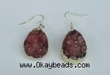 NGE91 18*25mm teardrop druzy agate gemstone earrings wholesale