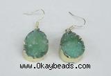 NGE93 18*25mm teardrop druzy agate gemstone earrings wholesale