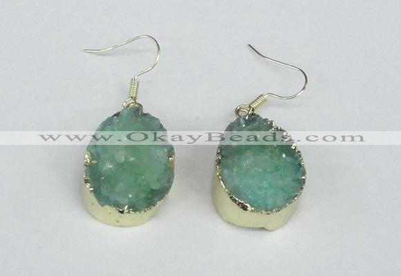 NGE93 18*25mm teardrop druzy agate gemstone earrings wholesale