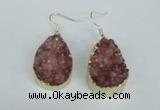 NGE96 20*30mm teardrop druzy agate gemstone earrings wholesale