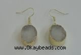 NGE98 15*20mm oval druzy agate gemstone earrings wholesale