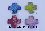 NGP02 5PCS 45*45mm cross dyed imperial jasper pendants wholesale