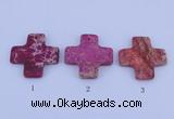 NGP03 5PCS 45*45mm cross dyed imperial jasper pendants wholesale