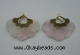 NGP1076 8*40*50mm rose quartz pendants with brass setting