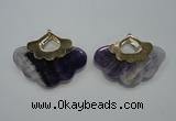 NGP1077 8*40*50mm amethyst gemstone pendants with brass setting