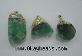 NGP1088 20*30mm - 25*50mm nuggets green fluorite pendants