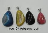 NGP1098 25*30 - 30*45mm freeform druzy agate pendants with brass setting