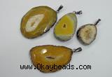 NGP1105 30*40 - 40*55mm freeform druzy agate pendants with brass setting