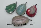 NGP1107 30*40 - 40*55mm freeform druzy agate pendants with brass setting