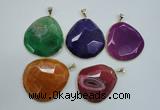 NGP1111 40*50 - 50*55mm freeform druzy agate pendants with brass setting