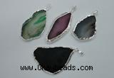 NGP1115 30*40 - 40*65mm freeform druzy agate pendants with brass setting