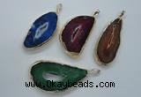 NGP1118 30*45 - 40*60mm freeform druzy agate pendants with brass setting