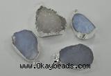 NGP1135 25*35mm - 40*45mm freeform druzy agate pendants with brass setting