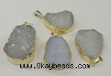 NGP1140 25*35mm - 40*45mm freeform druzy agate pendants with brass setting