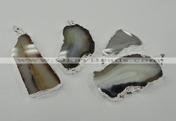 NGP1145 25*35mm - 40*60mm freeform agate pendants with brass setting