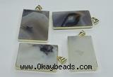 NGP1155 25*35mm - 40*50mm freeform agate pendants with brass setting