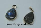 NGP1158 20*30mm - 25*35mm freeform labradorite pendants with brass setting