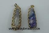 NGP1160 18*60mm - 20*65mm freeform agate pendants with brass setting