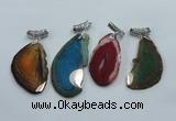 NGP1230 35*65mm - 45*70mm freeform agate pendants with brass setting