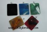 NGP1280 43*52mm rectangle agate pendants with brass setting