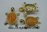 NGP1304 43*60mm tortoise agate pendants with crystal pave alloy settings