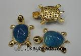 NGP1307 43*60mm tortoise agate pendants with crystal pave alloy settings